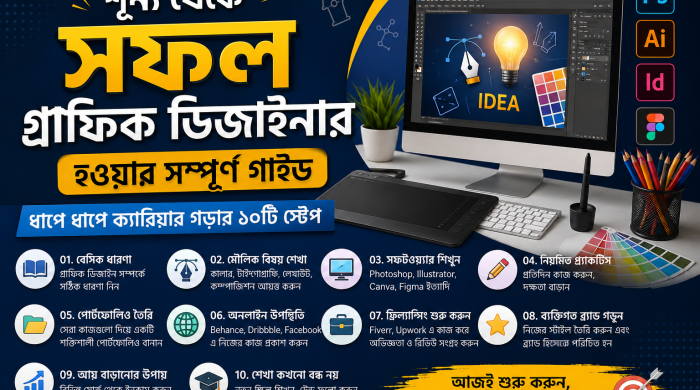 গ্রাফিক ডিজাইনে ক্যারিয়ার গড়তে চান? শূন্য থেকে শুরু করে সফল গ্রাফিক ডিজাইনার হওয়ার ধাপে ধাপে সম্পূর্ণ গাইড জানুন